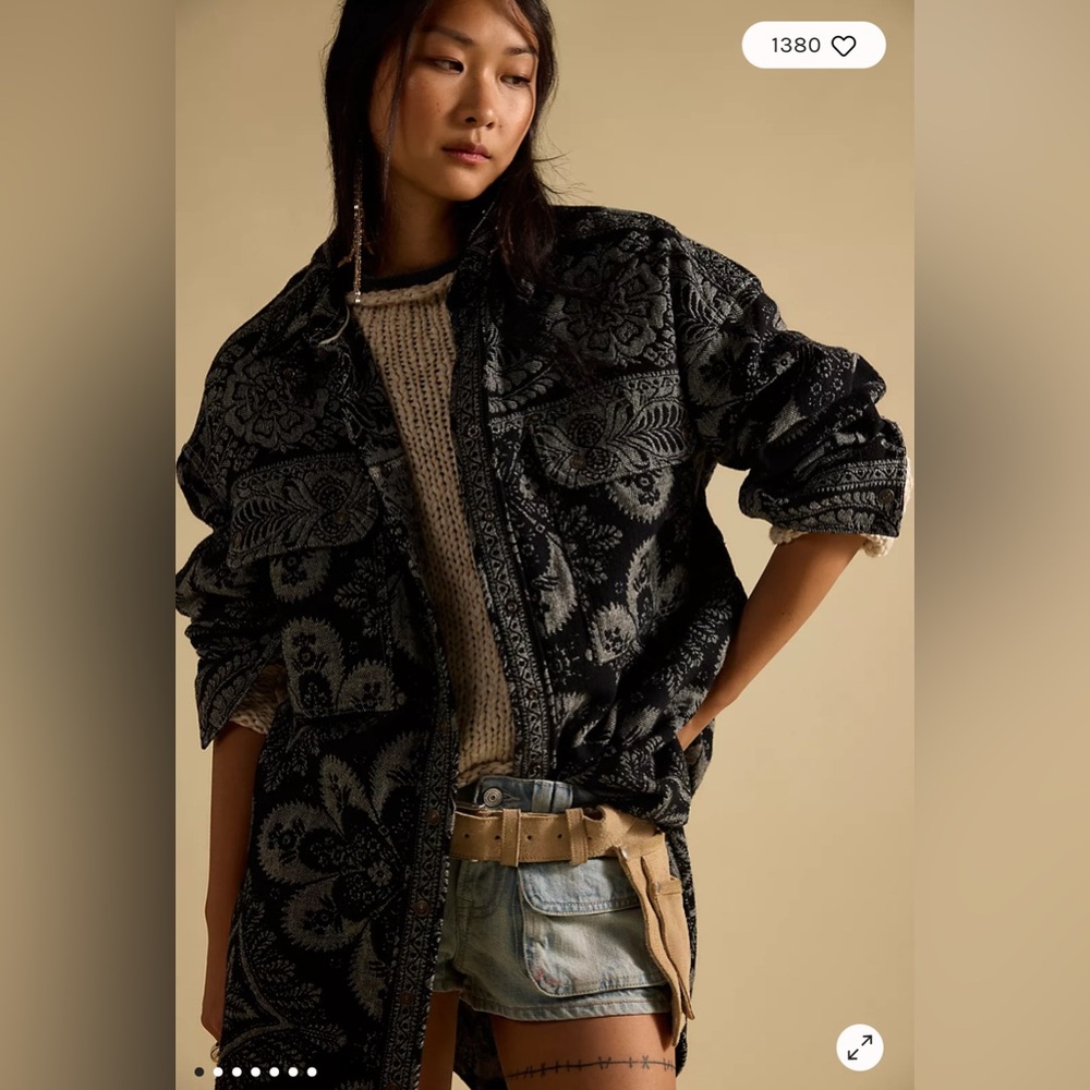 Free People We the Free London Fog Jacquard Shirt NWT - Picture 5 of 9
